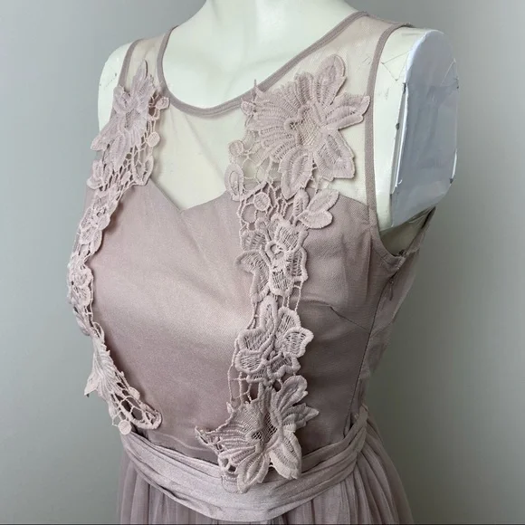 A’Reve Light Lilac Chiffon Floral Lace Dress Sz S - Picture 4 of 11